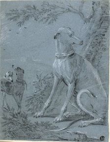 Seated Hound Beside Trees, n.d. Creator: Unknown