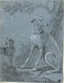 Seated Hound Beside Trees, n.d. Creator: Unknown