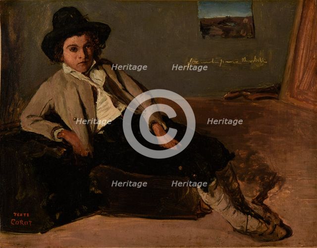 Seated Italian boy, 1825-1826. Creator: Corot, Jean-Baptiste Camille (1796-1875).