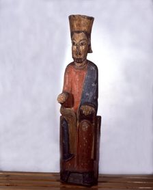 Seated image of the Saviour, from the Pyrenees, polychromed carving