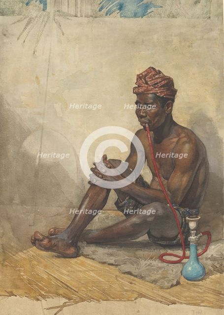 Seated Indian man with hookah, 1870-1923. Creator: Willem Witsen.