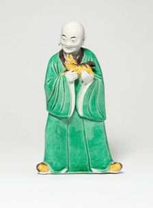 Seated Luohan Holding a Lion, Qing dynasty (1644-1911), c. 19th century. Creator: Unknown