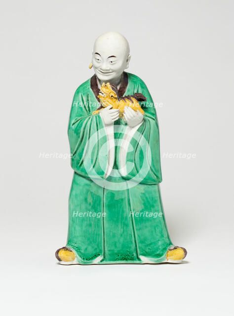 Seated Luohan Holding a Lion, Qing dynasty (1644-1911), c. 19th century. Creator: Unknown.