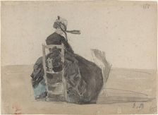 Seated Lady in Black, Trouville, 1865. Creator: Eugene Louis Boudin
