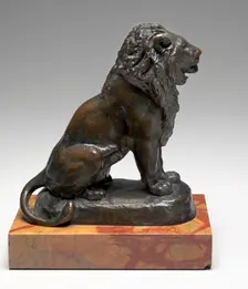Seated Lion, model c. 1846, cast after 1870. Creator: Antoine-Louis Barye