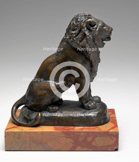 Seated Lion, model c. 1846, cast after 1870. Creator: Antoine-Louis Barye.