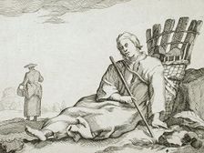 Seated Peasant and Basket, 17th century. Creator: Frederick Bloemaert
