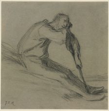 Seated Peasant Resting on a Hoe. Creator: Jean-François Millet (French, 1814-1875)