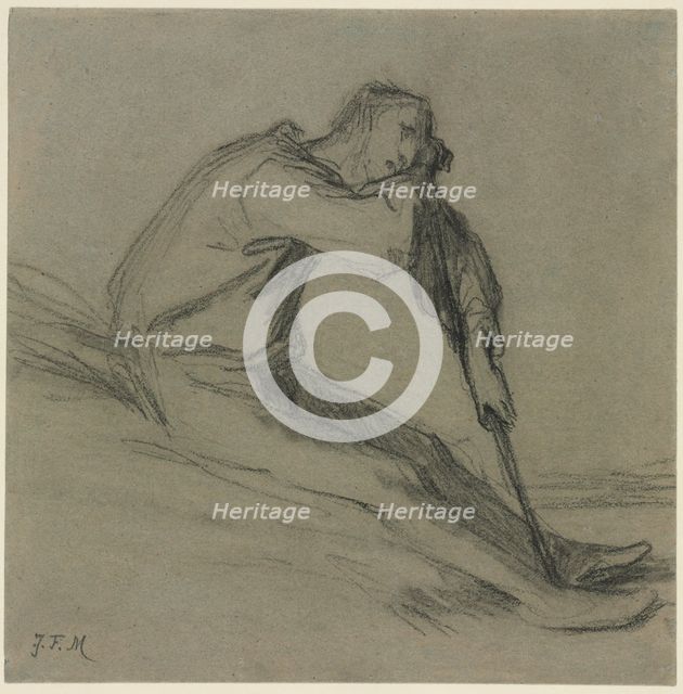 Seated Peasant Resting on a Hoe. Creator: Jean-François Millet (French, 1814-1875).