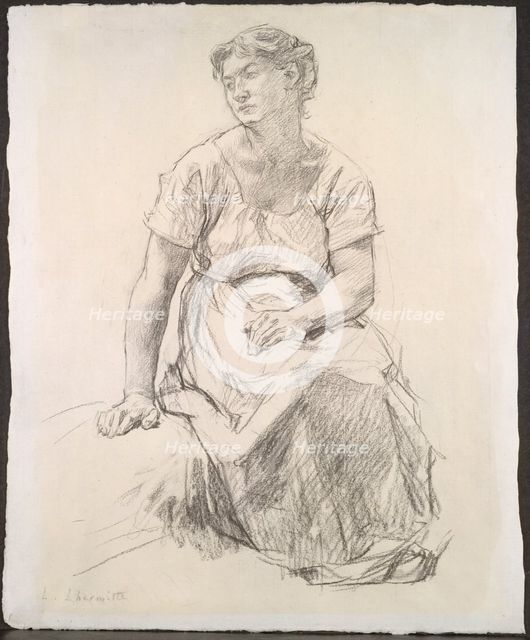 Seated Peasant Woman, c. 1885. Creator: Léon Augustin Lhermitte (French, 1844-1925).