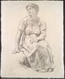 Seated Peasant Woman, c. 1885. Creator: Léon Augustin Lhermitte (French, 1844-1925)