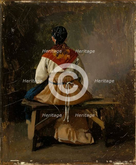 Seated peasant woman, mid-late 19th century. Creator: Nikolai Dmitrievich Dmitriev-Orenburgsky.