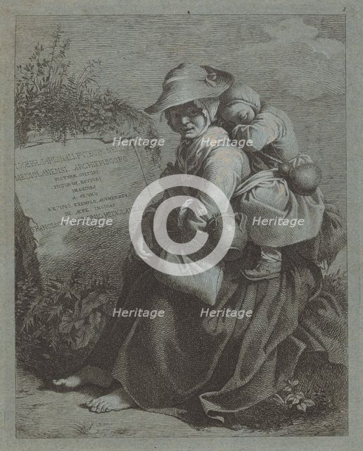 Seated Peasant Woman with Sleeping Child, 1758/1759. Creator: Francesco Londonio.