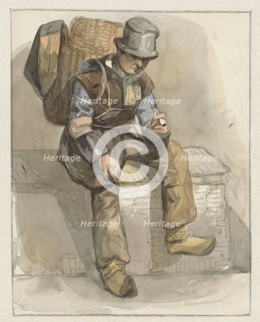 Seated peddler, 1834-1862. Creator: Pieter Marinus van de Laar.