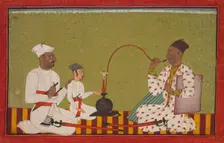 Seated Prince Smoking a Hookah, c, 1710-1715. Creator: Unknown
