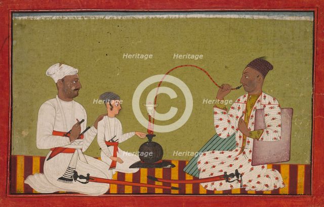 Seated Prince Smoking a Hookah, c, 1710-1715. Creator: Unknown.