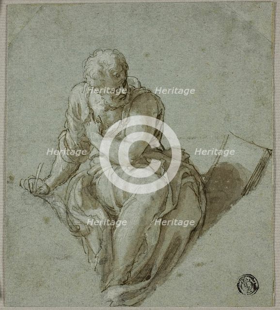 Seated Prophet or Evangelist Writing, n.d. Creator: Giuseppe Porta.