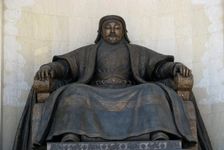 Seated statue of Chingis Khan at the Parliament Building in Ulan Bator, 2005. Artist: Anonymous