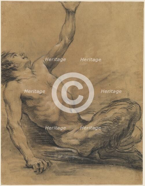 Seated Satyr Leaning Backward [recto], 1758/1765. Creator: Jean-Baptiste Deshays.