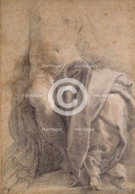 Seated semi-nude Female wearing Drapery, 1520-1540. Artist: Parmigianino.
