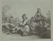 Seated Shepherd and a Peasant Woman with a Basket, 1759/1782. Creator: Francesco Londonio
