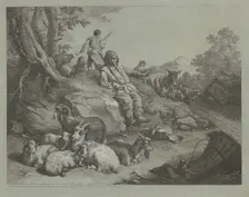 Seated Shepherd before a Flock of Goats, after 1766. Creator: Francesco Londonio