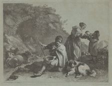 Seated Shepherd Boy and Woman Giving a Drink to a Child, 1759/1782. Creator: Francesco Londonio