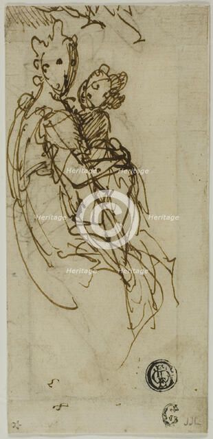 Seated Virgin and Child (recto); Seated Virgin and Child (verso), 1570/90. Creator: Bernardino India.