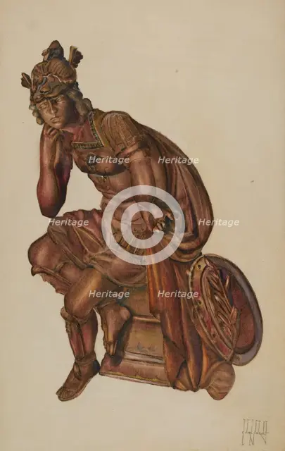 Seated Warrior, c. 1939. Creator: Charles R. Shane.