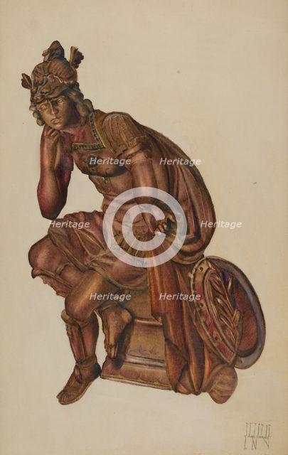 Seated Warrior, c. 1939. Creator: Charles R. Shane.