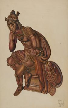 Seated Warrior, c. 1939. Creator: Charles R. Shane