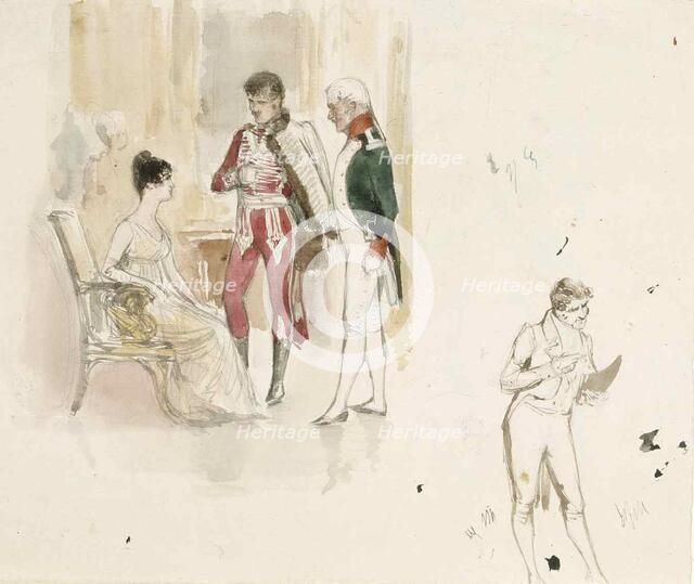 Seated woman and two Lords, c1890s. Creator: Albert Edelfelt.