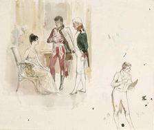 Seated woman and two Lords, c1890s. Creator: Albert Edelfelt