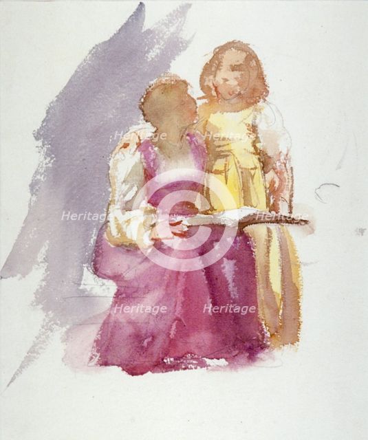 'Seated Woman and a Young Girl', c1864-1930. Artist: Anna Lea Merritt