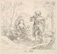 Seated woman and Bearded Man in a Landscape, 1740-1802. Creator: Giuseppe Canale