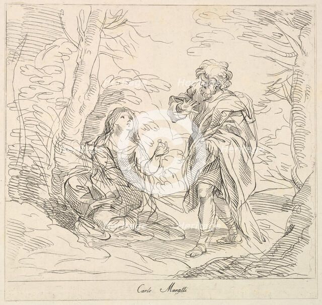Seated woman and Bearded Man in a Landscape, 1740-1802. Creator: Giuseppe Canale.