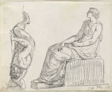 Seated Woman and Man Sprawling on the Ground, 1775/80. Creator: Jacques-Louis David