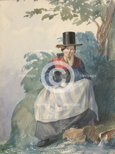 Seated Woman by the Stream, 1839-1844. Creator: Karoly Lajos Libay.