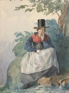 Seated Woman by the Stream, 1839-1844. Creator: Karoly Lajos Libay