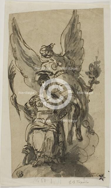 Seated Woman Crowned by Angel, n.d. Creator: Giovanni Battista Tiepolo.