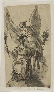 Seated Woman Crowned by Angel, n.d. Creator: Giovanni Battista Tiepolo