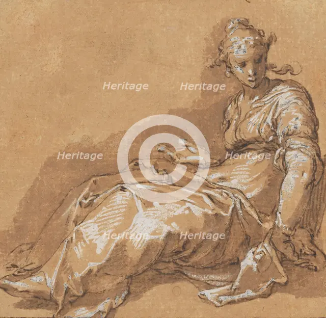 Seated woman, facing left. Creator: Abraham Bloemaert.