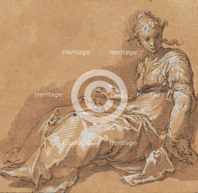 Seated woman, facing left. Creator: Abraham Bloemaert.