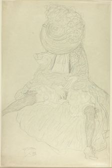 Seated Woman from the Front with Hat, Face Hooded, 1910. Creator: Gustav Klimt