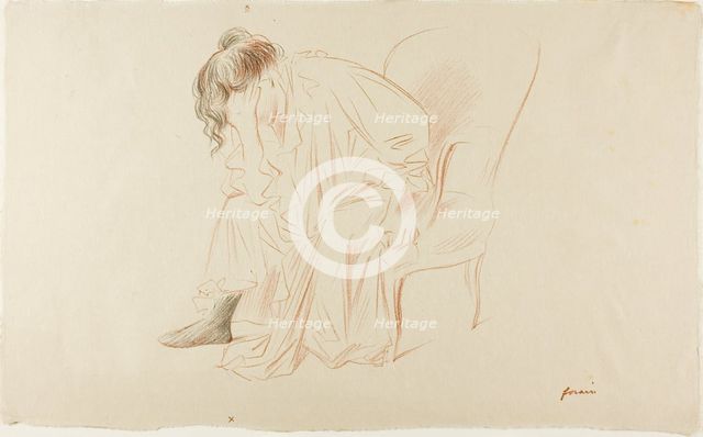 Seated Woman, Head in Right Hand, 1897. Creator: Jean Louis Forain.