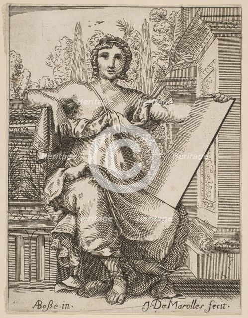 Seated Woman Holding a Tablet, late 17th, mid 18th century. Creator: Possibly by Jean Antoine de Maroulles (Messina 1674-1726 Paris).