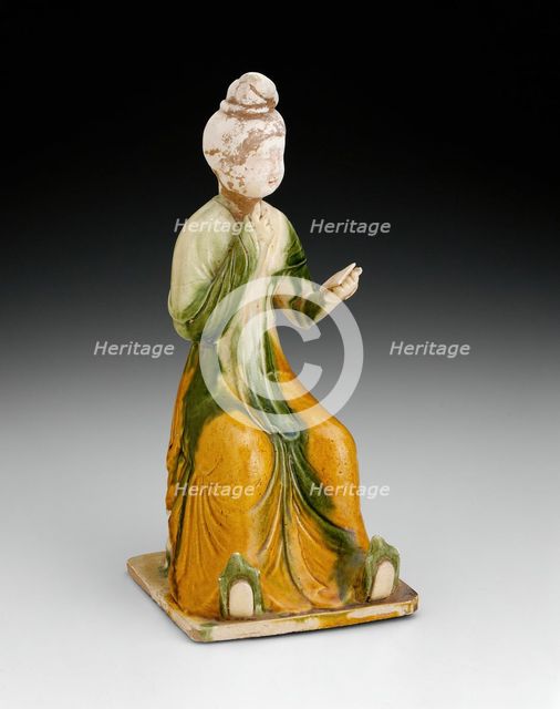 Seated Woman Holding Mirror, Tang dynasty (A.D. 618-907), first half of 8th century. Creator: Unknown.