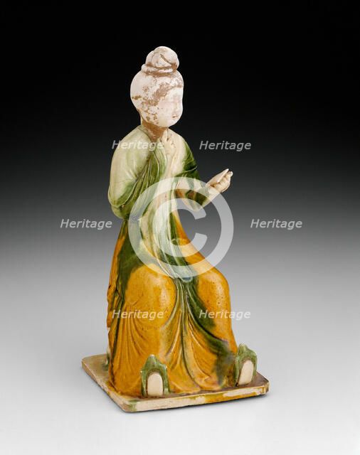 Seated Woman Holding Mirror, Tang dynasty (A.D. 618-907), first half of 8th century. Creator: Unknown.