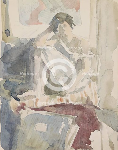 Seated woman in an interior, c.1916. Creator: Reijer Stolk.