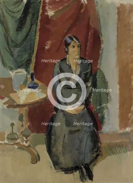 Seated Woman in Black, 1918-1919. Creator: Karl Isakson.